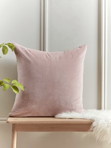 NEW Large Velvet & Linen Cushion - Dusky Pink