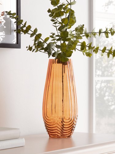 NEW Textured Amber Glass Vase