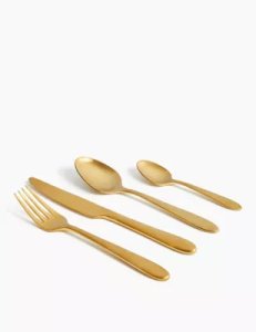 16 Piece Maxim Brushed Gold Cutlery Set gold
