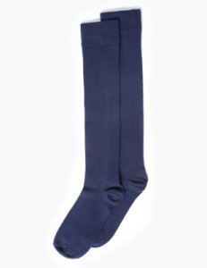 2 Pack Cotton Rich Knee High Socks blue