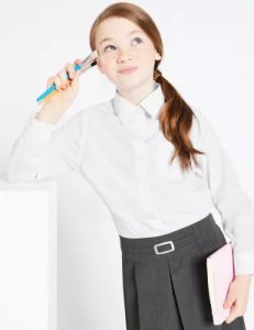 Marks & Spencer - 2 pack girls' plus fit non-iron blouses white