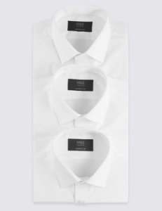 Marks & Spencer - 3 pack skinny fit long sleeve shirts white