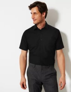 Marks & Spencer - 3 pack tailored fit short sleeve shirts black