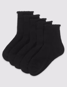 5 Pack of Short Picot Socks black