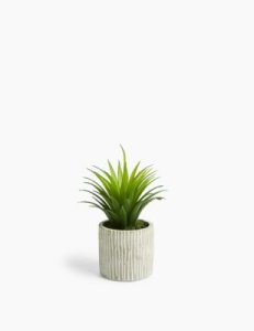 Artificial Mini Aloe in Concrete Pot green