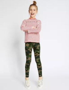 Marks & Spencer - Camouflage print leggings with stretch (3-16 years) green