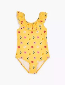 Floral Frill Swimsuit (6-16 Years) yellow