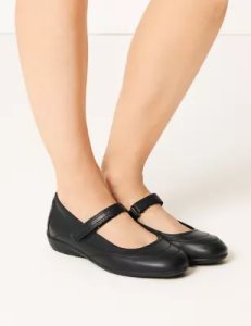 Leather Cut Out Dolly Pump Shoes black
