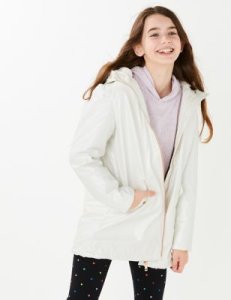 Marks and Spencer Stormwear™ Metallic Hooded Fisherman Jacket (6-16 Yrs) - 10-11 - Cream, Cream