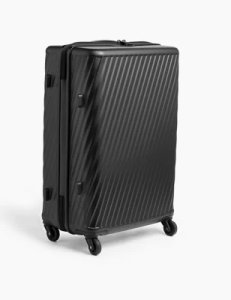 Medium 4 Wheel Hard Suitcase with Security Zip black