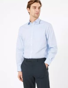 Regular Fit Textured Non-Iron Shirt blue