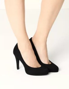 Stiletto Heel Platform Court Shoes black