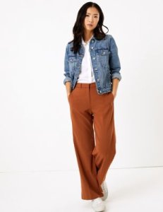 Wide Leg Ankle Grazer Trousers brown