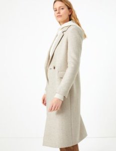 Marks & Spencer - Wool blend longline city coat beige
