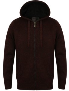 Hoodies / Sweatshirts Spector Knitted Zip Through Hoodie with Borg Lining in Black / Oxblood - Dissident / S - Tokyo Laundry