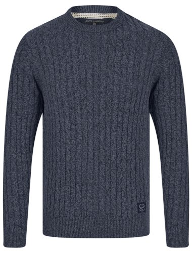 Jumpers Alonso Chunky Cable Knitted Jumper in Navy Twist - Tokyo Laundry / XL - Tokyo Laundry