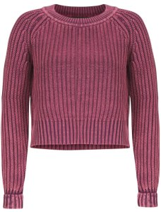 Jumpers Womens Acid Wash Cable Knit Cropped Jumper in Potent Purple - Amara Reya / 12 - Tokyo Laundry