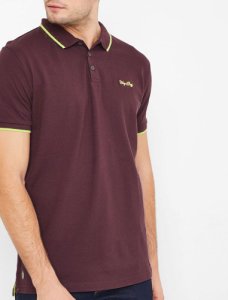 Polo Shirts Noel 2 Cotton Pique Polo Shirt with Neon Tipping In Plum Perfect - Tokyo Laundry / S - Tokyo Laundry