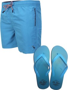 Swim Shorts Clarion Swim Shorts with Free Matching Flip Flops in Turquoise - South Shore / XXL - Tokyo Laundry