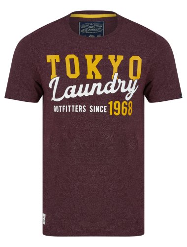 T-Shirts Within Motif Microstripe Cotton Jersey T-Shirt in Wine - Tokyo Laundry / S - Tokyo Laundry