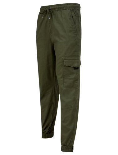 Trousers Anza Stretch Cotton Twill Cuffed Cargo Jogger Pants with Pockets in Dusty Olive - Tokyo Laundry / M/32 - Tokyo Laundry