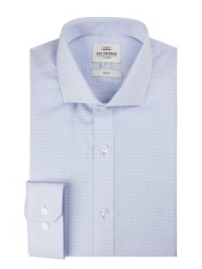 Blue Long Sleeve Textured Formal Shirt  | Ben Sherman - 18