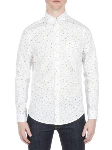 Ben Sherman - Long sleeve scattered geo shirt coloured in willow bough - xl