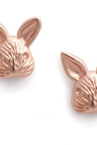 3D Bunny Rose Gold Stud Earrings OBJAME110