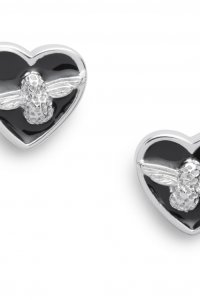 Love Bee Studs Black & Silver Earrings