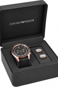 Mens Emporio Armani Cufflink Gift Set Chronograph Watch AR8026