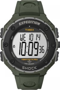 Mens Timex Indiglo EXPEDITION SHOCK XL VIBRATING Alarm Chronograph Watch T49951