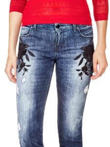 Guess Slim Jeans With Floral Embroidery