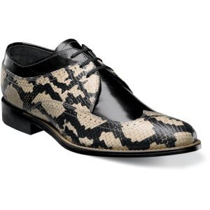 Dayton Stacy Adams Dayton 00621 Mens wing tip dress shoe python print leather smooth kidskin leather upper non leather sole
