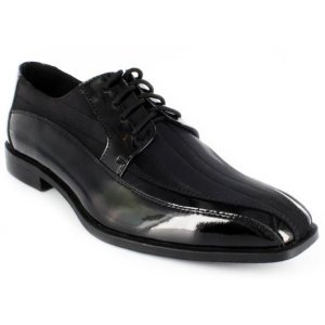Royalty Stacy Adams Men's Royalty Bicycle Toe Patent and Tonal Fabric Modern Dress Oxford
