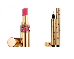 Yves Saint Laurent Rouge Voluptè Shine Lipstick + Yves Saint Laurent Touche Éclat Limited Edition Star Collection Bundle