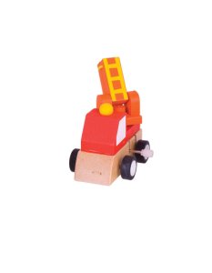 Wooden Red Wind Up Vehicle