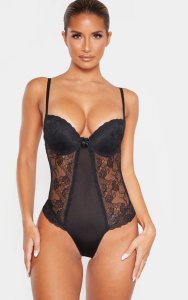 Black Cupped Lace Panel Body