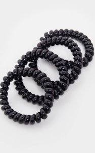 Black Spiral Hair Bobbles 4 Pack