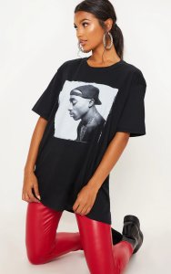 Black Tupac Chains Oversized T-Shirt