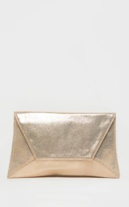 Prettylittlething - Champagne shimmer envelope clutch bag