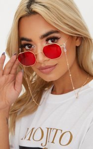 Prettylittlething - Gold beaded sunglasses chain