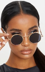 Gold Frame Round Sunglasses