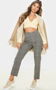 Prettylittlething - Grey checked woven cigarette trouser