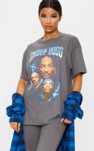 Grey Snoop Dogg Faces Oversized T Shirt