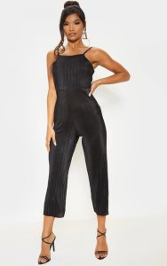 Lissy Black Pleated Strappy Tie Back Jumpsuit