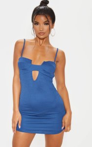 Midnight Blue Sleeveless Cut Out Cup Bodycon Dress