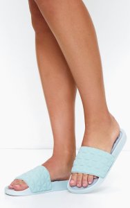 Prettylittlething - Mint quilted rubber sliders