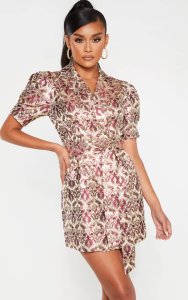 Prettylittlething - Multi short sleeve jacquard blazer dress