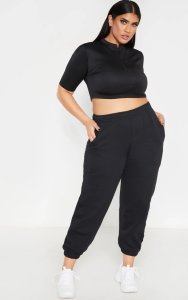 Prettylittlething - Plus black casual sweat jogger