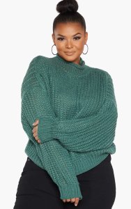 Plus Green Chunky Knit Oversized Jumper
